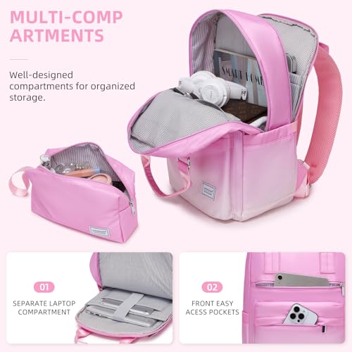LARVENDER Carry on Luggage Sets 3 Piece, 20 Inch Suitcases, Peach Sparkling - color: Peach Sparkling-20BP, size: 3 Piece Set (Backpack/TB/20)