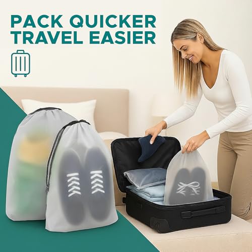 Large Shoe Bags for Travel, 5 Pack Waterproof Drawstring Storage Bags