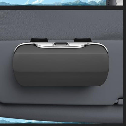 Zipelo 7.09 x 2.56 Inch Car Sun Visor Sunglasses Case, Gray - color: Gray