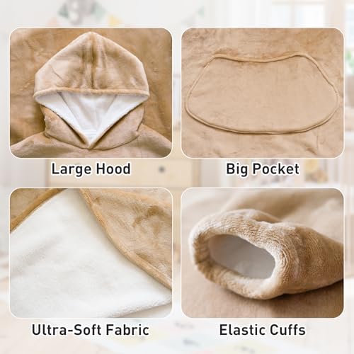Moinlizy Oversized Wearable Blanket Hoodie for Women Men - color: Khaki