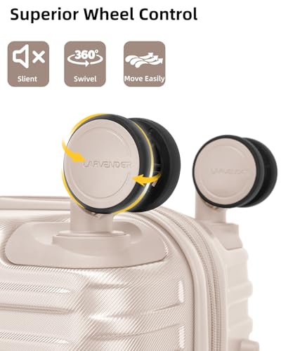 LARVENDER Expandable Carry on Luggage 20in Suitcase with Wheels, Champagne - color: Champagne, size: 3 Piece Set (20/DB/TB)