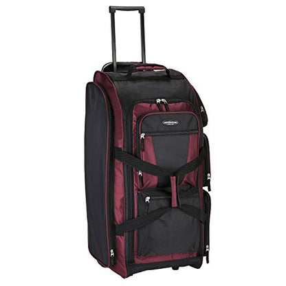 Travelers Club Xpedition 30 Inch Multi-Pocket Upright Rolling Duffel Bag - color: 크림슨 레드.