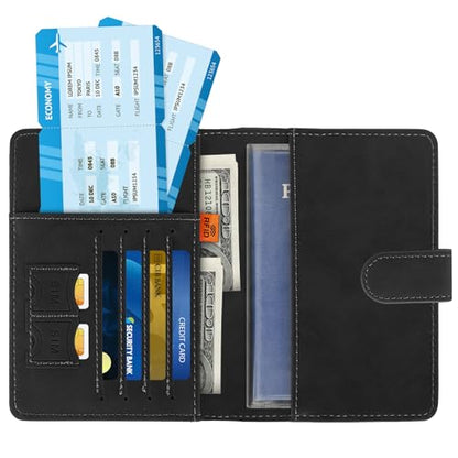 3-Pack Passport Holder + 2 PVC Covers, RFID, PU Leather(Black) - color: Black