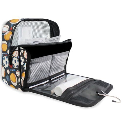 senya Hanging Travel Toiletry Bag Baseball Kit Makeup Case Cosmetics Organizer for Men Women - color: Baseball