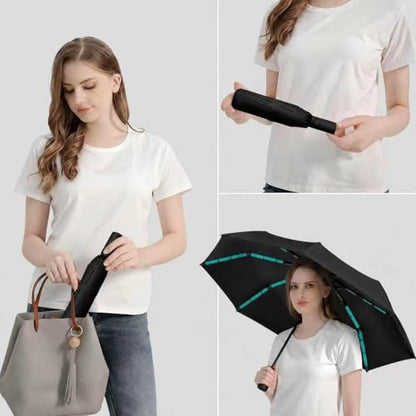 Compact Automatic Folding Umbrella – Portable Backpack Umbrella with Hook - color: Black1