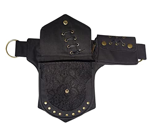 Larswon Renaissance Bag Leg Pouch for Women - color: Black