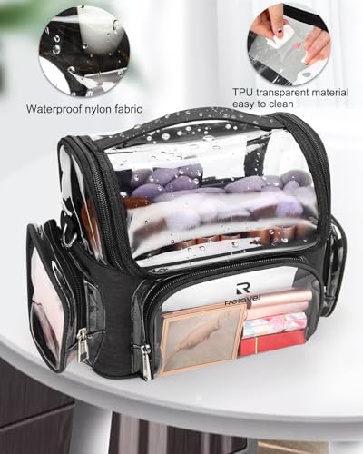 NAONAYA Makeup Brush Bag With 4 Mini Pouches Makeup Brush Holder - color: clear with 4 mini bags, size: S