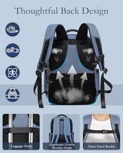 Coolife Lightweight Luggage with TSA Lock,3 Piece Set Blue - color: Blue, size: 3 Piece Set (Backpack/TB/20in)