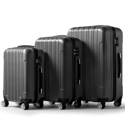 3 Piece Luggage Sets, Lightweight ABS Suitcase with 4 Spinner Wheels ＆ TSA Locks, Hardside Carry On Luggage Durable Suitcase Set for Family Travel Business - Dark Grey, 20/24/28 - color: Dark Grey