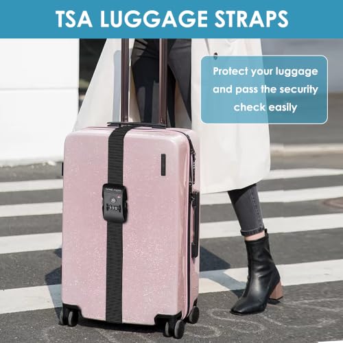 Travel Inspira 2 Pack Luggage Straps for Suitcases with TSA Lock - color: black