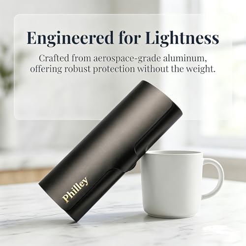 Philley Aluminum Ultra-Light Eyeglasses Slim Reading Glasses Case - color: Black