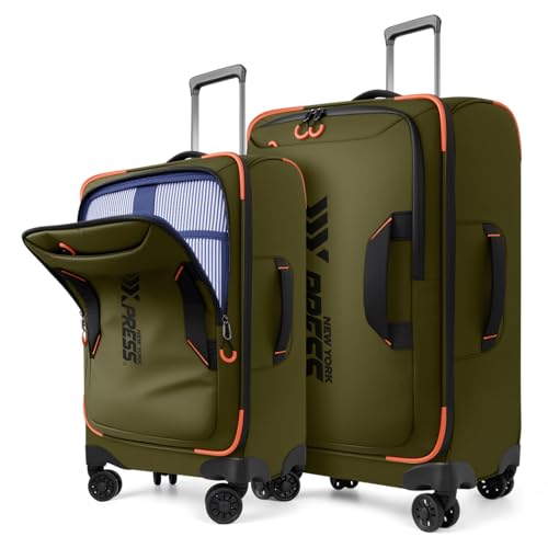 2-Piece Set(22/26in) Softside Luggage Sets w/Spinner Wheels - color: Green, size: 2-Piece Set (22"/26'')