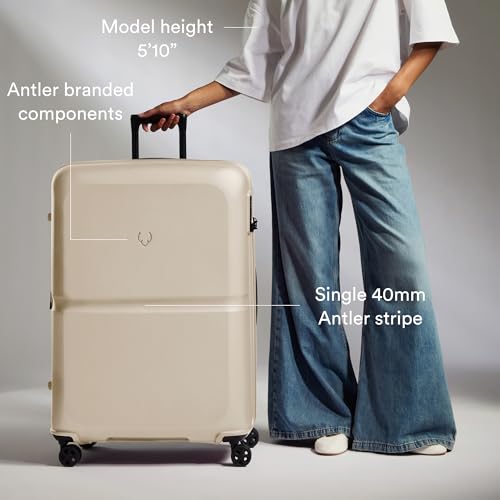 ANTLER Single Stripe Hardside Checked Large Luggage, Wheat Beige, 32", 144L - color: Wheat Beige, size: Large
