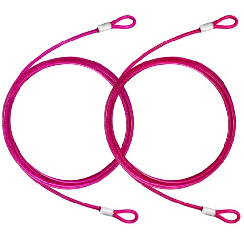 4.7mm(3/16") Steel Security Cable with Loops, Bike Lock Cable, 2Pack - color: Pink, size: 6FT-(2Pack)