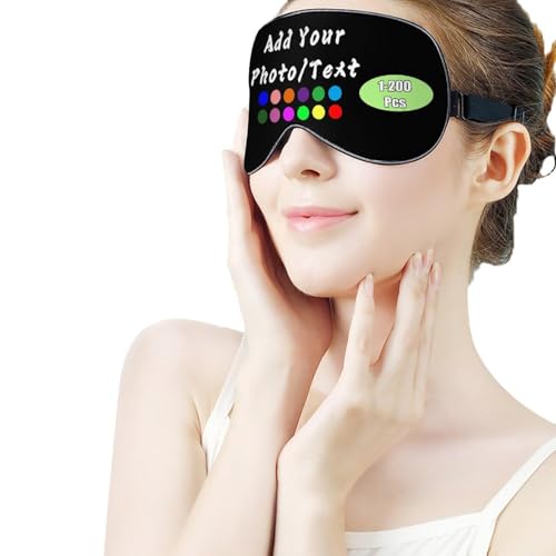 Custom Eye Mask for Men Women Personalized Sleep Mask Add Your Photo Text Logo Adjustable Strap Eyeshade for Sleeping Travel Work, Black - color: Black