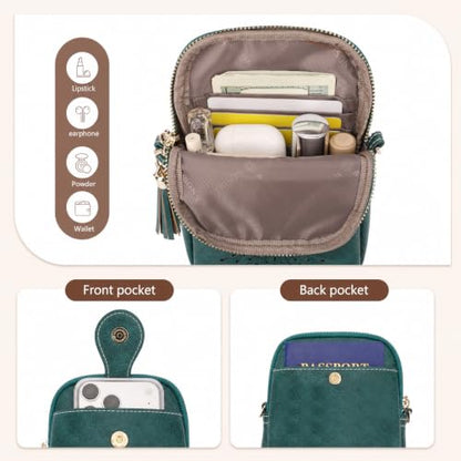 APHISON Small Crossbody Bags for Women, Lightweight Vegan Leather Cell Phone Purse, Cute Purses with Tassels - color: 02-peacock Blue