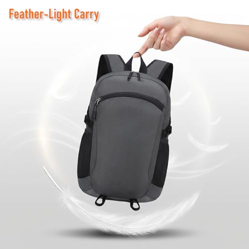 Lightweight Hiking Backpack 18L Packable Foldable Small Daypack Collapsible Travel Bag Water-Resistant for Women Men (Gray) - color: Gray, size: Small