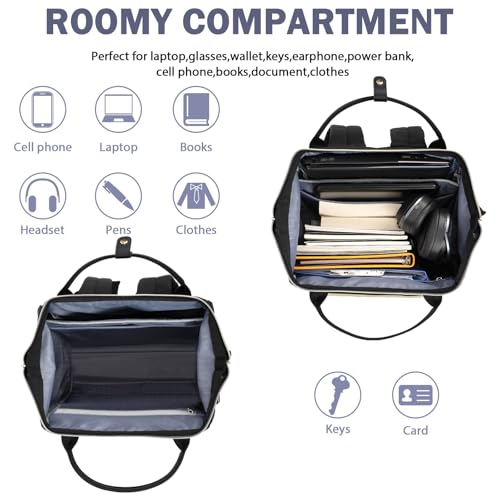 EMPSIGN 17 Inch Laptop Backpack for Women with Giant Tumbler Holder, Black - color: Quilted Black