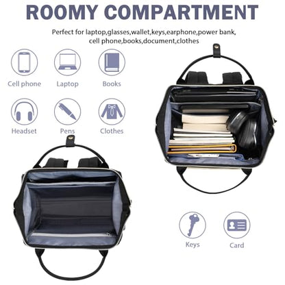 EMPSIGN 17 Inch Laptop Backpack for Women with Giant Tumbler Holder, Black - color: Quilted Black