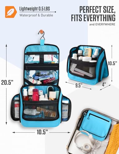 VENTURE 4TH Hanging Travel Toiletry Bag 18 Compartments - Tiffany Blue - color: Tiffany Blue