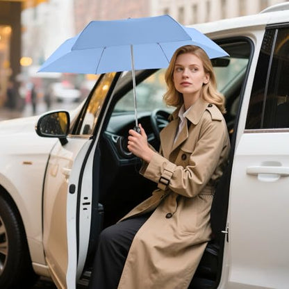 Mini Flat Umbrella Automatic Compact Travel Rain Pocket Purse 42/46 Inch - color: Light Blue, size: 42inch