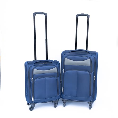 Oxford Fabric 2-Piece Luggage Set with Spinner Wheels, Lightweight Softside Suitcase Blue