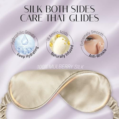 OLESILK 100% Mulberry Silk Sleep Mask for Women - Zero-Pressure Blackout - color: Taupe