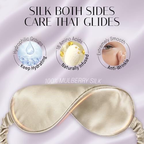 OLESILK 100% Mulberry Silk Sleep Mask for Women - Zero-Pressure Blackout - color: Taupe