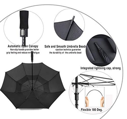 54/62/68/72 Inch Large Golf Umbrella Windproof Auto Open for Rain - color: Grey, size: 68 Inch