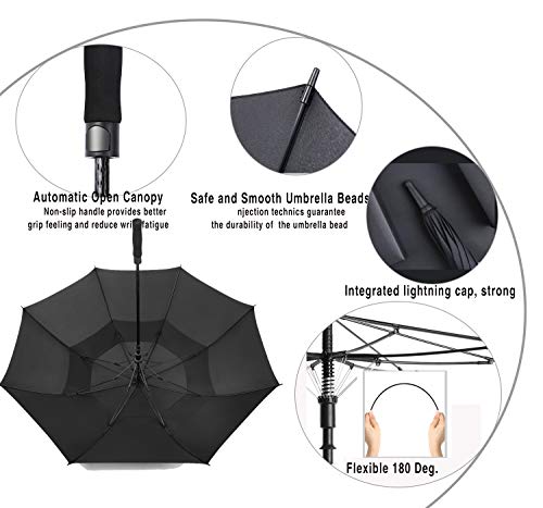 54/62/68/72 Inch Large Golf Umbrella Windproof Auto Open for Rain - color: Black, size: 62 Inch