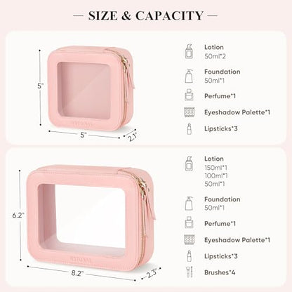 Clear Makeup Bag, Cosmetic Make Up Pouch with Zipper,Medium Pink - color: Pink, size: Medium