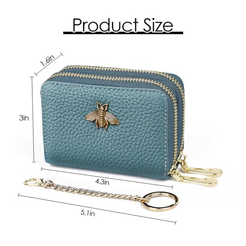 imeetu RFID Credit Card Holder, Small Card Wallet Women, Leather Card Case - color: Max - Peacock Blue, size: Max