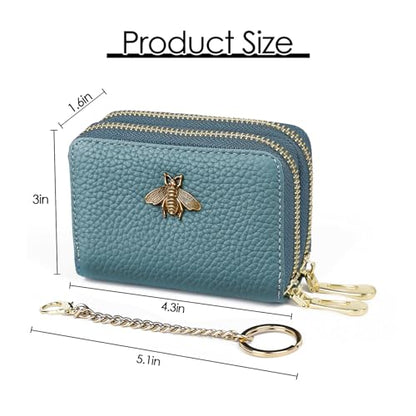 imeetu RFID Credit Card Holder, Small Card Wallet Women, Leather Card Case - color: Max - Peacock Blue, size: Max