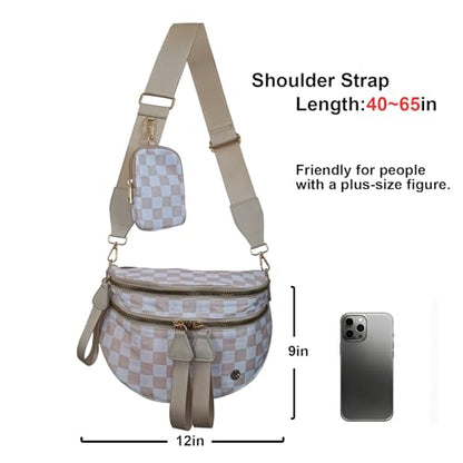 Security Carry Bum Bag CCW Fanny Pack with RFID Pouch(Beige+white) - color: Beige+white