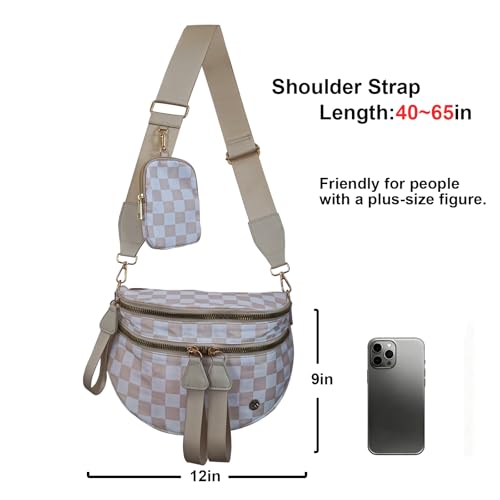 Security Carry Bum Bag CCW Fanny Pack with RFID Pouch(Beige+white) - color: Beige+white