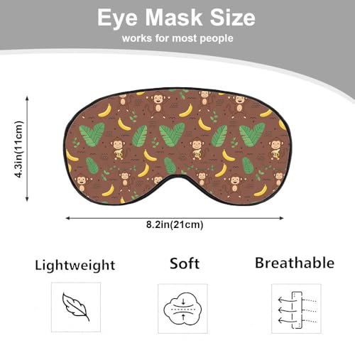 Cute Monkey Silk Sleep Mask, Adjustable Elastic Strap, Yellow, Animal Banana Palm Leaf Pattern, Soft Eye Shade Cover for Men Women Boy Girl Airplane Travel - color: Cute Monkey