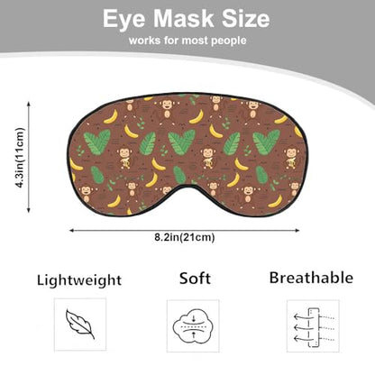 Cute Monkey Silk Sleep Mask, Adjustable Elastic Strap, Yellow, Animal Banana Palm Leaf Pattern, Soft Eye Shade Cover for Men Women Boy Girl Airplane Travel - color: Cute Monkey