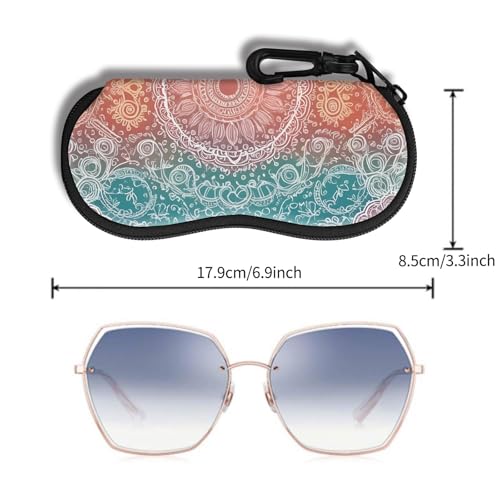 Hion Sunglasses Soft Case Ultra Light Neoprene Zipper Eyeglass Case With Belt Clip - color: 2b-mandala Diamond