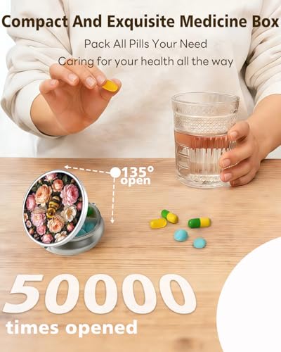 LRITER Pill Case, 3 Compartment Portable Travel Pill Box, Pillbox Organizer - color: Bee