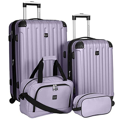 Travelers Club Midtown Hardside 4-Piece Luggage Travel Set, Lilac - color: Lilac
