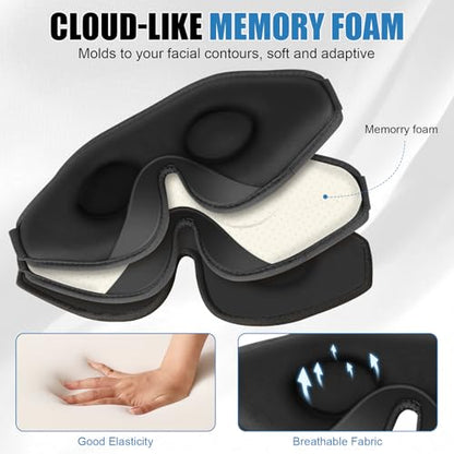 Sleep Eye Mask for Men Women,Zero Pressure 3D Blackout Eye Mask for Sleeping,Eye Covers with Adjustable Strap,Soft Breathable Travel Sleep Mask for Airplane,Includes Ear Plugs(Blue) - color: Blue