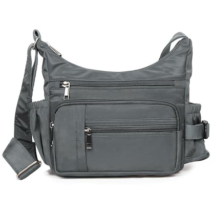 VOLGANIK ROCK RFID Anti Thief Crossbody Bag for Women Waterproof Shoulder Bag Messenger Bag Casual Nylon Purse Handbag - color: Gray