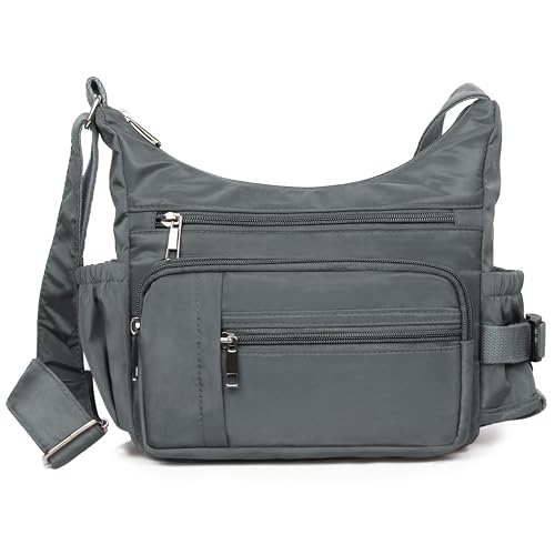 VOLGANIK ROCK RFID Anti Thief Crossbody Bag for Women Waterproof Shoulder Bag Messenger Bag Casual Nylon Purse Handbag - color: Gray