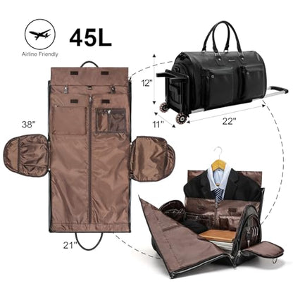 Modoker Convertible Rolling Garment Bag, Carry-On Duffle - color: D-Black