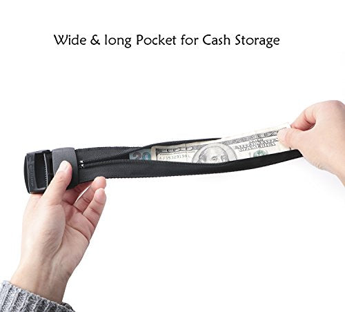 SUOSDEY Travel Money Belt, Nylon Hidden Money Pocket Belt with Plastic Buckle - color: 02-coffee, size: Suit pant size below 40"