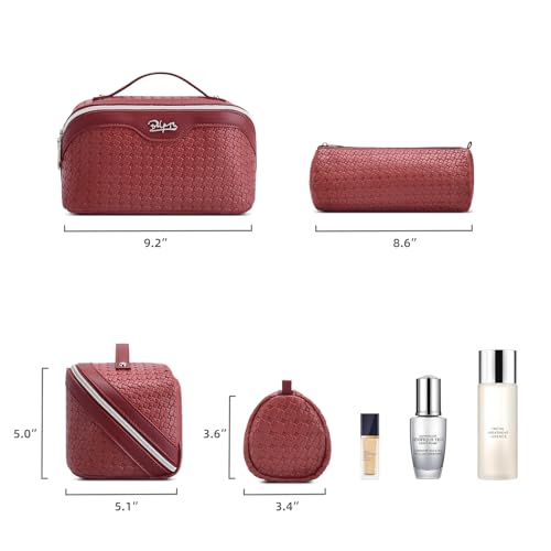 BOYATU Travel Makeup Bag Cosmetic Bags for Women: 3 Pcs Set Make up Bag - color: L52Burgundy