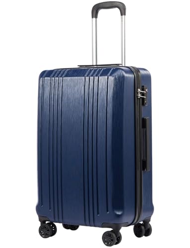 Coolife PC+ABS Hardshell Luggage, TSA Lock, Spinner Wheels, 20in Carry-On - color: navy, size: 20 inch