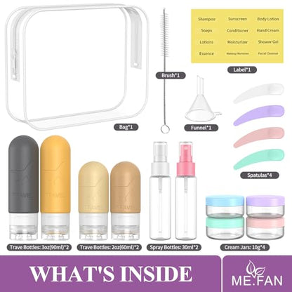 ME.FAN 18 Pack Travel Bottles for Toiletries, TSA Approved, Yellow - color: Apricot