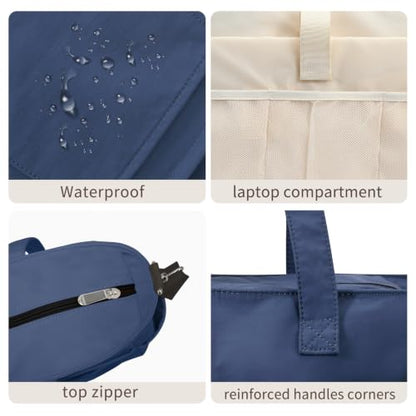 oscaurt Work Tote Bag for Women, 19 Pockets Laptop Tote, Large Teacher Tote - color: Dark Blue