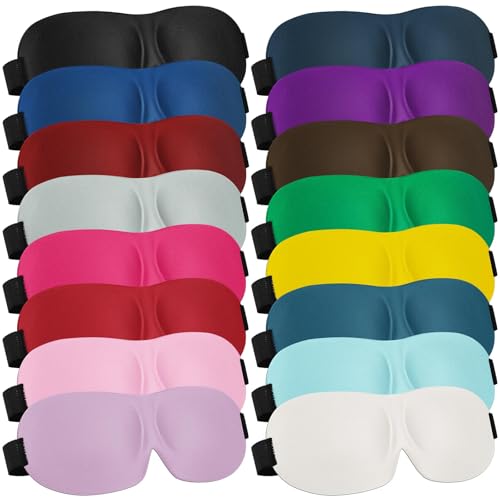 Bencailor 16 Pcs 3D Sleep Eye Mask 99% Blackout Mask with Adjustable Buckle No Eye Pressure Nose-Free Breathable Blindfold for Side/Back/Stomach Sleepers, Travel, Office Naps(Large) - size: Large